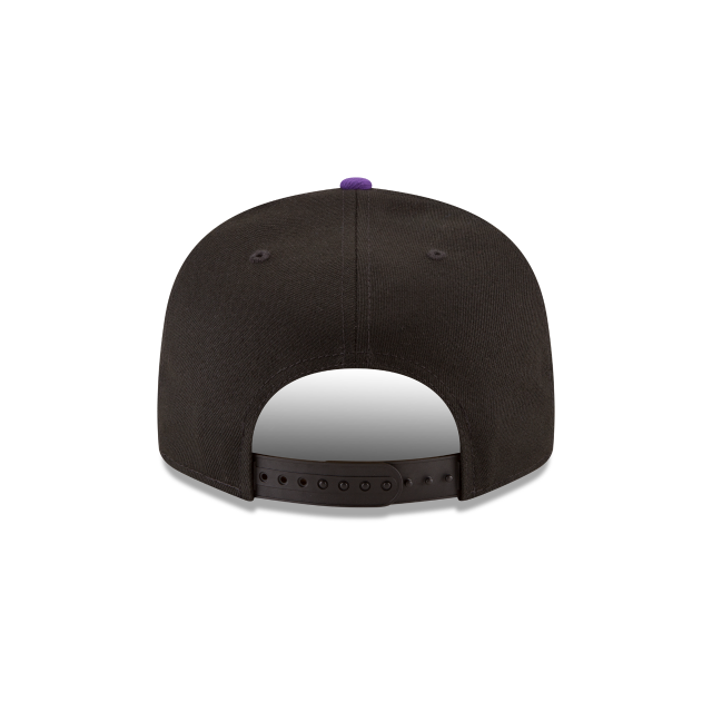 COLORADO ROCKIES 9FIFTY NEW ERA BLACK WITH PURPLE TEAM LOGO SNAPBACK HAT