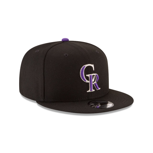 COLORADO ROCKIES 9FIFTY NEW ERA BLACK WITH PURPLE TEAM LOGO SNAPBACK HAT
