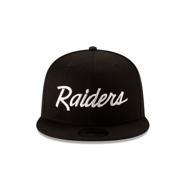 LAS VEGAS RAIDERS 9FIFTY NEW ERA BLACK WITH WHITE SCRIPT SNAPBACK HAT