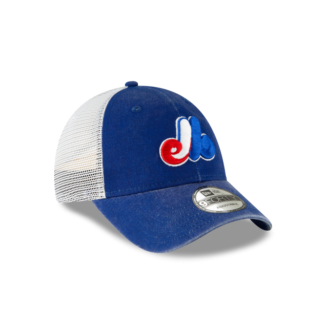 MONTREAL EXPOS 9FORTY NEW ERA 1969 COOPERSTOWN WASHED TRUCKER SNAPBACK HAT