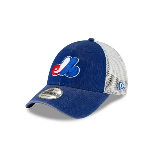 MONTREAL EXPOS 9FORTY NEW ERA 1969 COOPERSTOWN WASHED TRUCKER SNAPBACK HAT