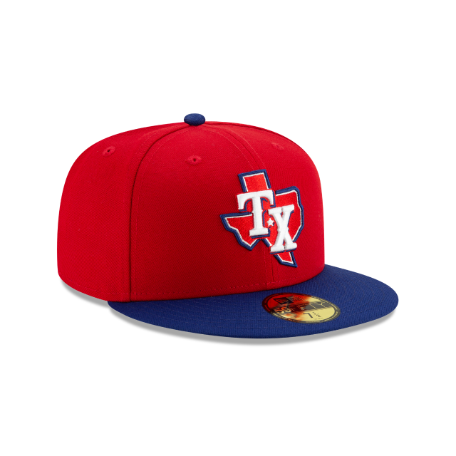 TEXAS RANGERS 59FIFTY NEW ERA 2TONE RED AND BLUE FITTED HAT