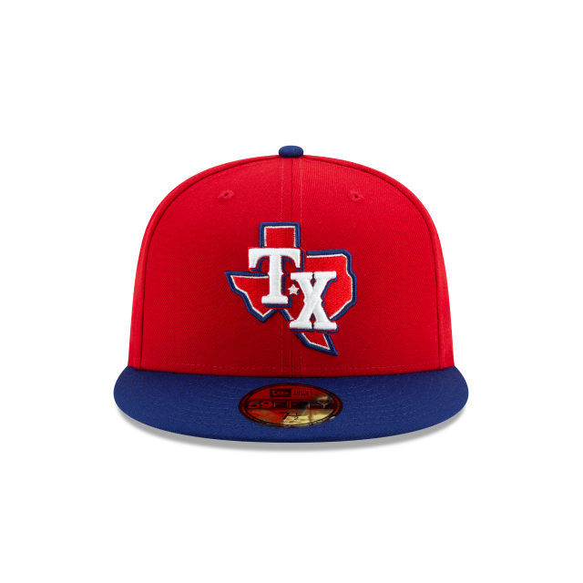 TEXAS RANGERS 59FIFTY NEW ERA 2TONE RED AND BLUE FITTED HAT