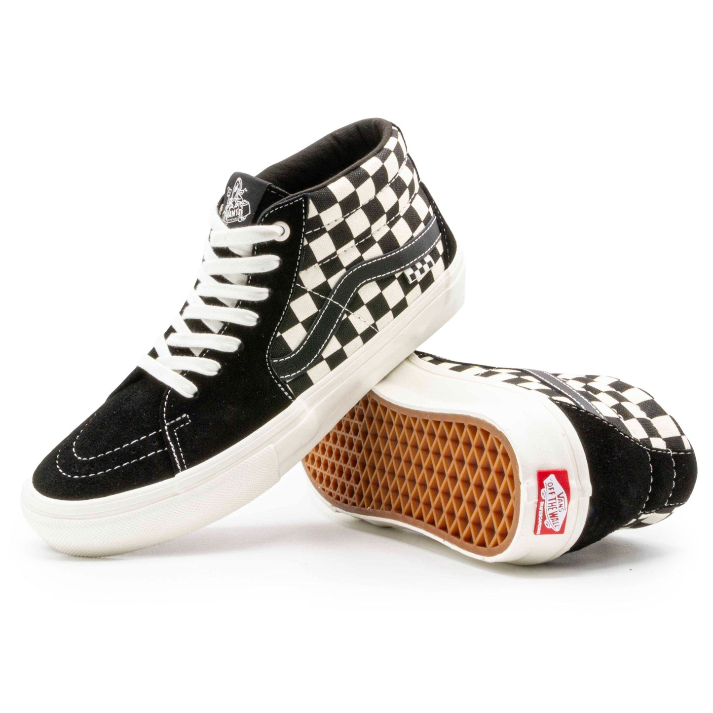 VANS SKATE GROSSO MID CHECKERBOARD BLACK AND MARSHMALLOW SHOE