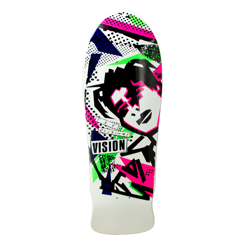 VISION ORIGINAL MARK GONZALES FACES MODERN CONCAVE WHITE DIP DECK - 10.0" x  30.25"