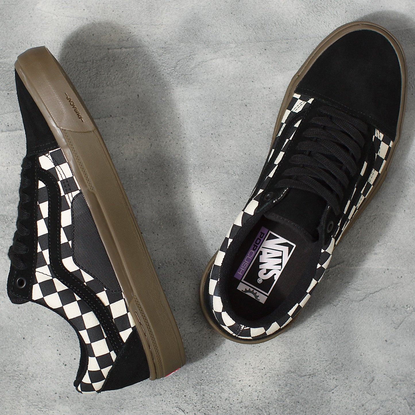 VANS BMX OLD SKOOL CHECKERBOARD BLACK AND DARK GUM SHOE