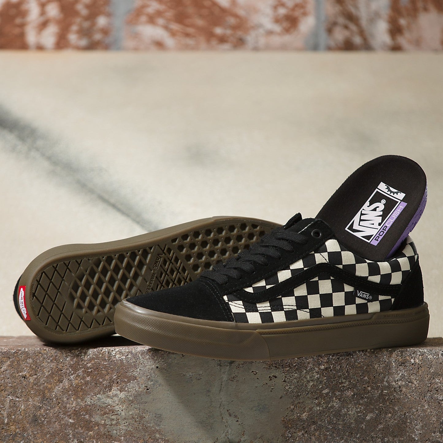 VANS BMX OLD SKOOL CHECKERBOARD BLACK AND DARK GUM SHOE