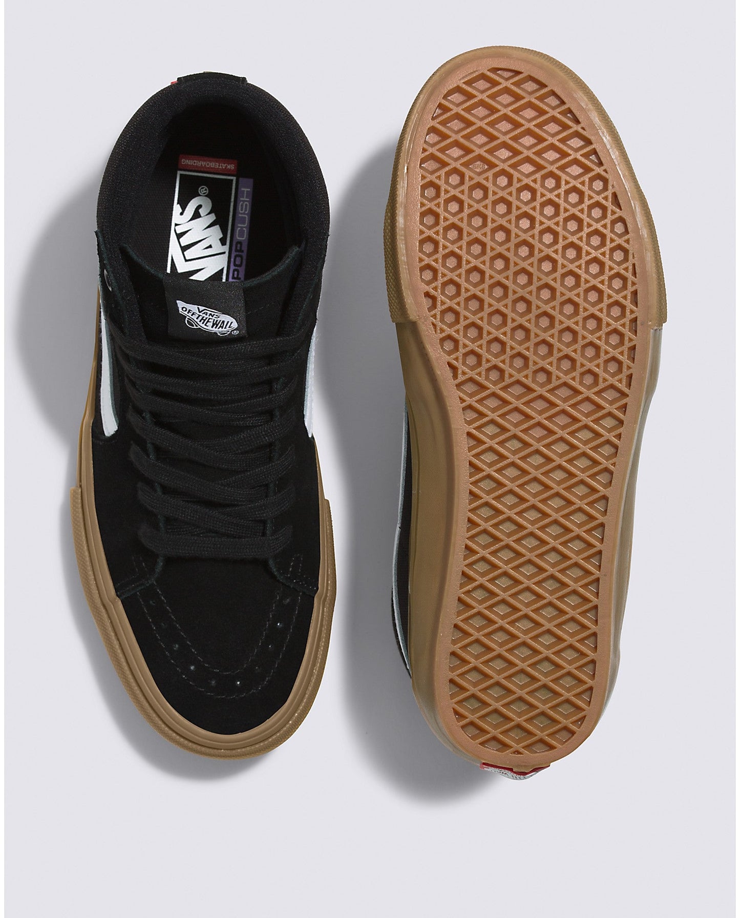 VANS SKATE SK8-HI BLACK AND GUM SHOE