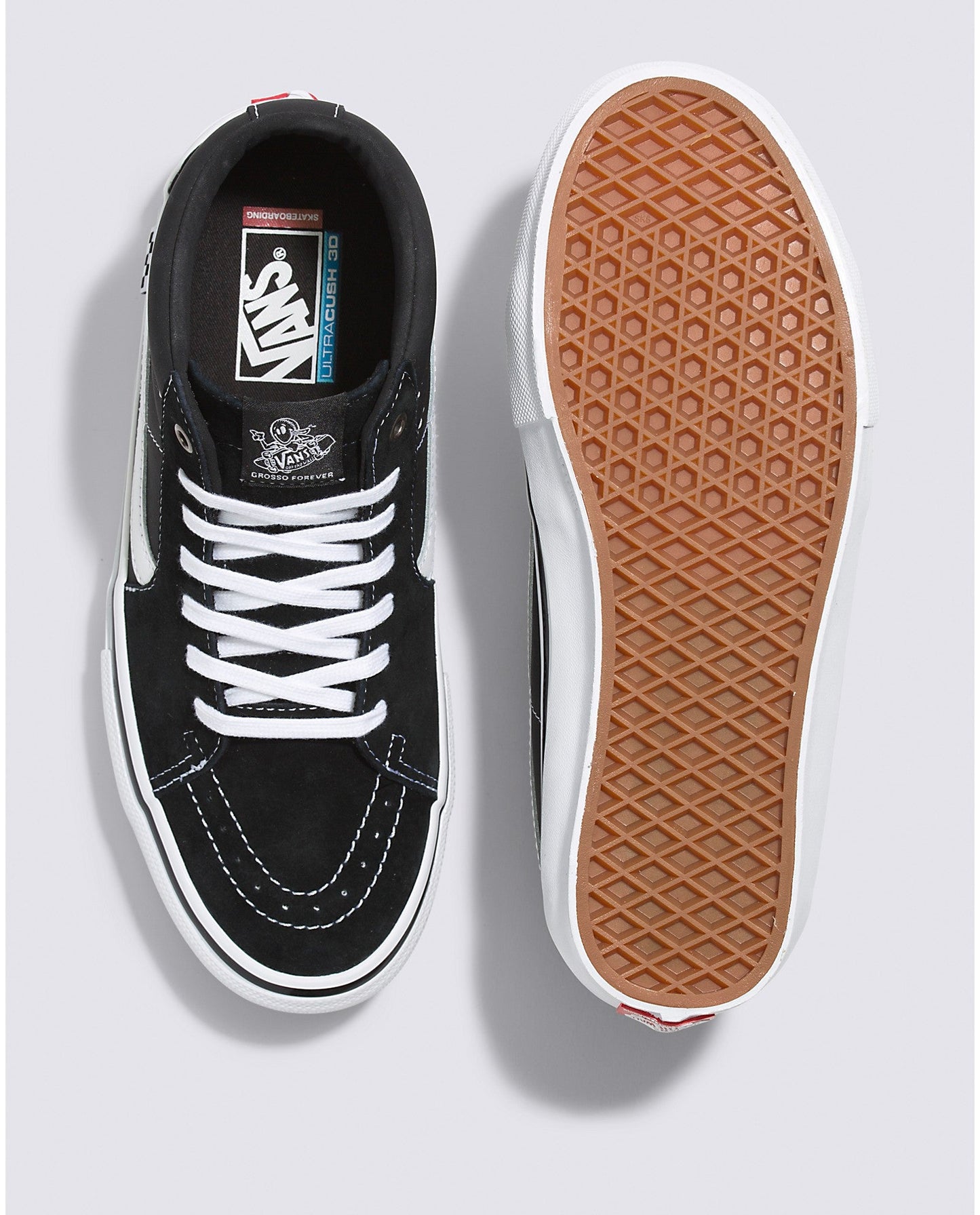 VANS SKATE GROSSO MID BLACK, WHITE AND EMO LEATHER SHOE