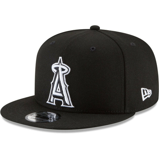 ANAHEIM ANGELS NEW ERA 9FIFTY BLACK WITH WHITE OUTLINE HAT SNAPBACK