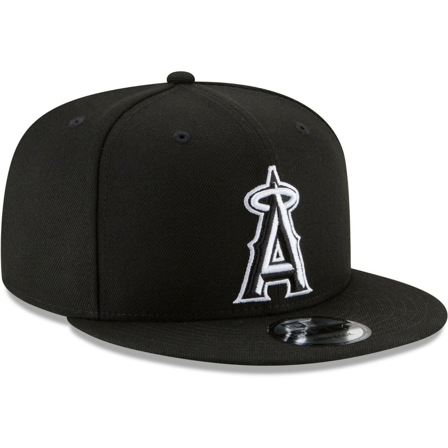 ANAHEIM ANGELS NEW ERA 9FIFTY BLACK WITH WHITE OUTLINE HAT SNAPBACK