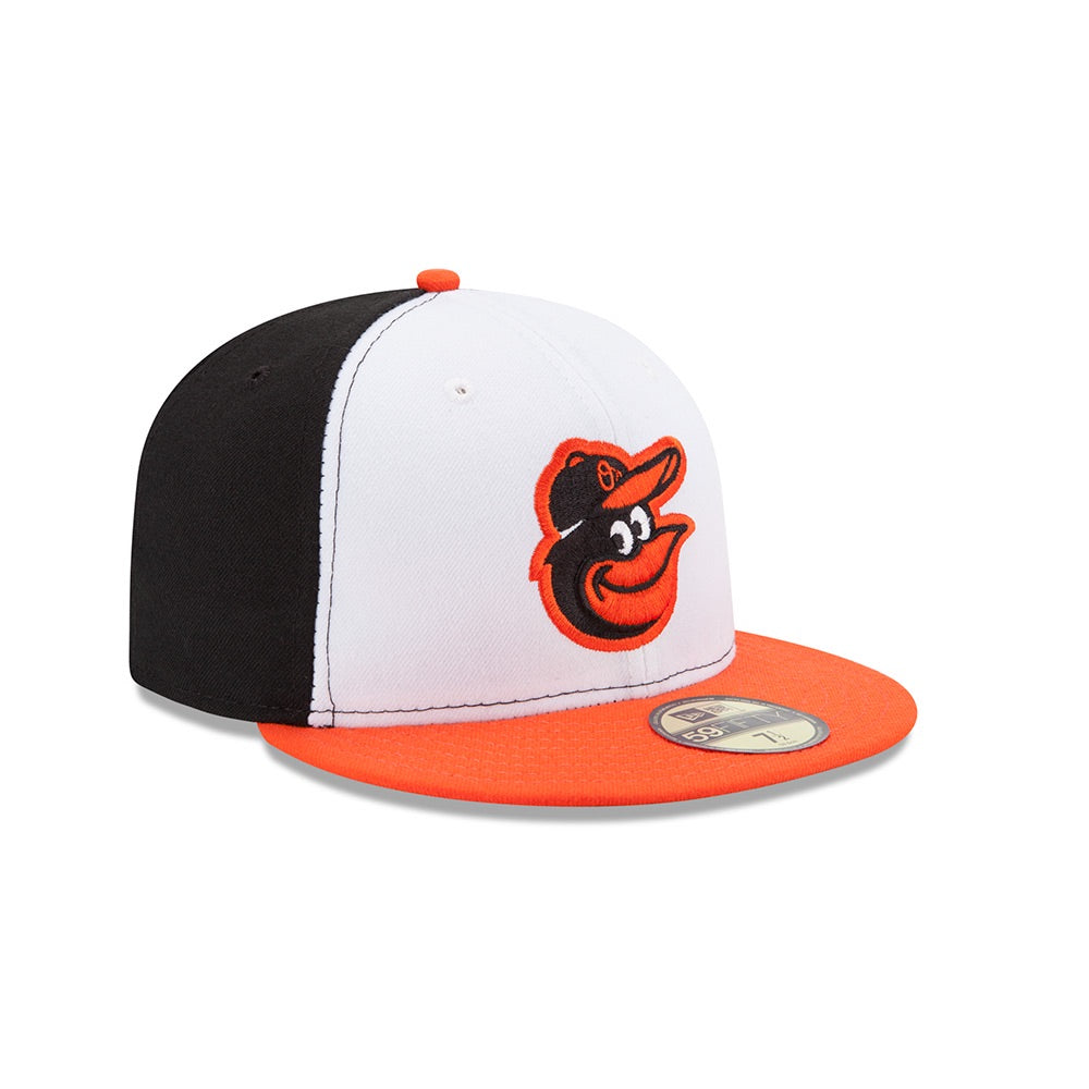 BALTIMORE ORIOLES 59FIFTY NEW ERA WHITE, BLACK AND ORANGE FITTED HAT