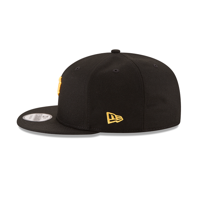 PITTSBURGH PIRATES 9FIFTY NEW ERA BLACK WITH YELLOW P LOGO SNAPBACK HAT