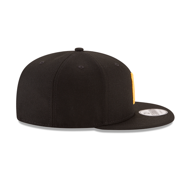 PITTSBURGH PIRATES 9FIFTY NEW ERA BLACK WITH YELLOW P LOGO SNAPBACK HAT