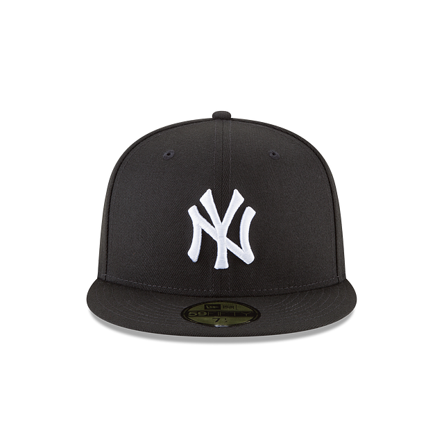 NEW YORK YANKEES 59FIFTY NEW ERA BLACK WITH WHITE LOGO FITTED HAT