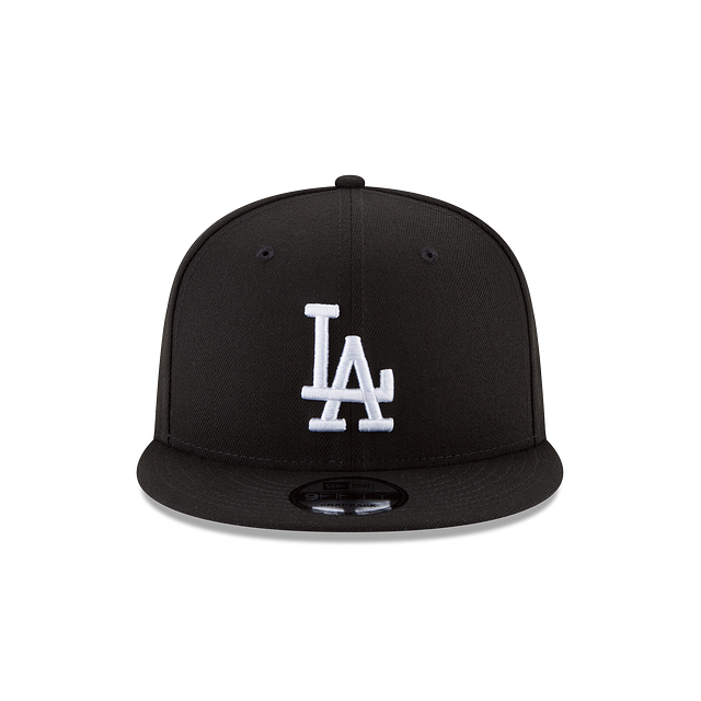 LOS ANGELES DODGERS 9FIFTY NEW ERA BLACK WITH WHITE LOGO SNAPBACK HAT