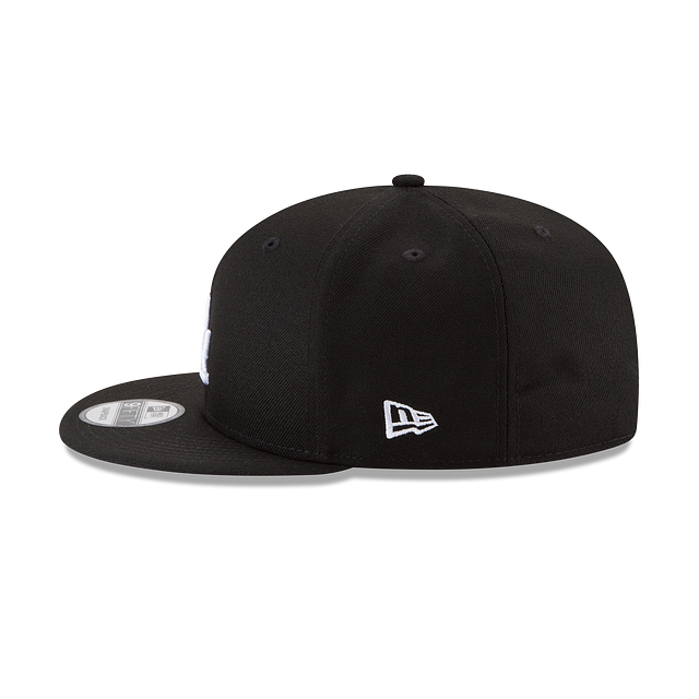 LOS ANGELES DODGERS 9FIFTY NEW ERA BLACK WITH WHITE LOGO SNAPBACK HAT