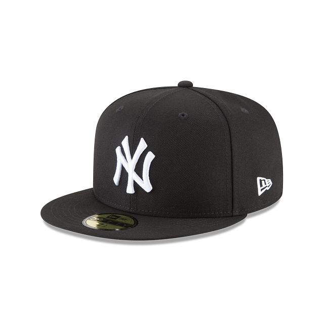 NEW YORK YANKEES 59FIFTY NEW ERA BLACK WITH WHITE LOGO FITTED HAT