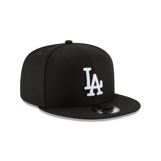 LOS ANGELES DODGERS 9FIFTY NEW ERA BLACK WITH WHITE LOGO SNAPBACK HAT